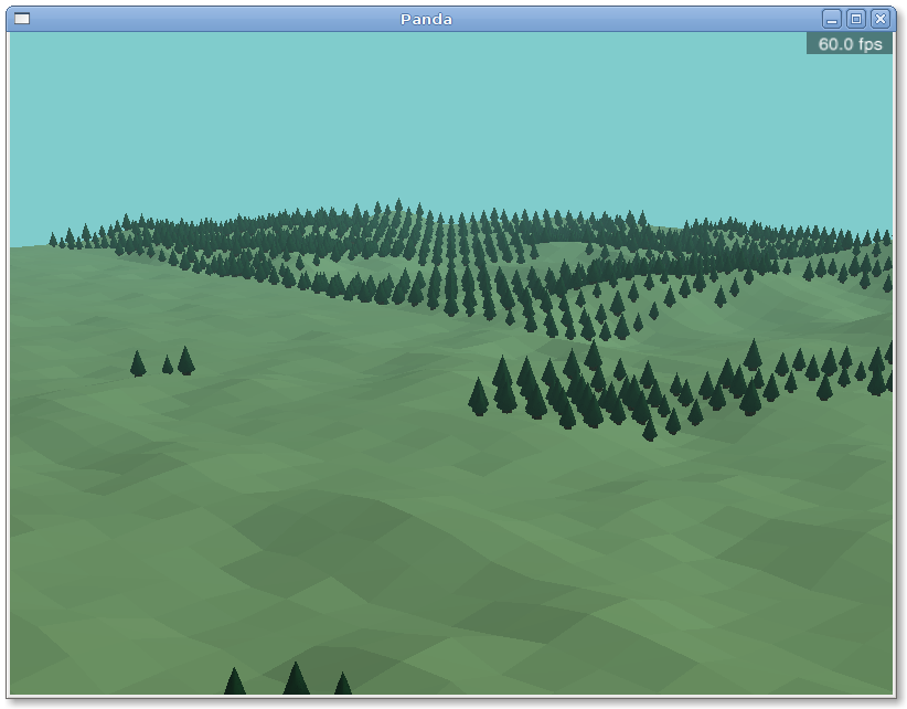 A screenshot of some terrain generated by PandaSteer's simple terrain generator.
