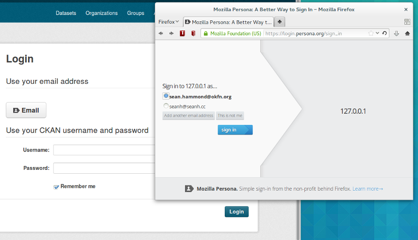 Logging into CKAN using Persona