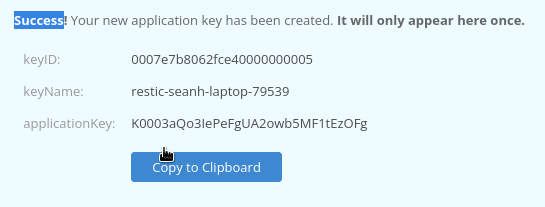 Copying the application key.